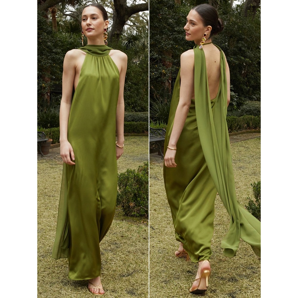 NWT o.p.t Alessia Satin Maxi Dress in Clover Green - Size XL